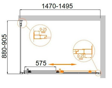 Душевой уголок 1500(1480-1520)х900(880-900)хh1950мм, прямоугольный, правый/левый, (стекло текстурное Punto 6мм, фурн.цв.хром),  ZZ Cezares Molveno MOLVENO-AH-11-150/90-P-Cr