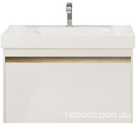 Тумба подвесная "BUONGIORNO" 80 см, с 1 выдвижным ящиком, БЕЗ раковины, цв. Белый/полоска дуб XX