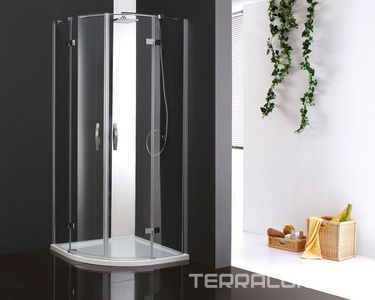 Душевой уголок 1000х1000хh2000мм, 1/4 круга R550мм, 2 распашн. двери с 2 неподв. сегментами, (стекло прозр. антикацльц. 6мм, хром),  ZZ Cezares Bergamo BERGAMO-R-2-100-ARCO-C-Cr-IV