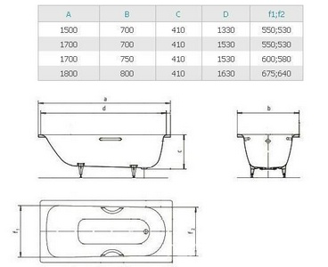Ванна стальная  Star 180х80 Мод.337 + отв.под ручки + anti-sleap, цвет белый ZZ Kaldewei Saniform Plus 133730000001