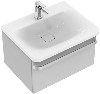 Тумба 60хh35х44cм, д/раков.60cм, (1 выдв.отдел.,разд-ль-1 шт.,пласт.кронтейнеры 2 шт.,сифон,крепл.),БЕЗ РУЧКИ арт.R4358,(цв.бел.глянц.),ZZ Ideal Standard Tonic II R4302WG