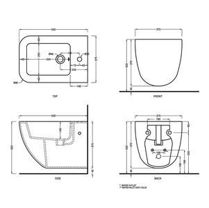Биде подвесное 37,5х55хh37,5см, крепёж в компл, (цв.Gloss White),  ZZ Ceramica Cielo Shui Comfort SHCOBS (Gloss White)