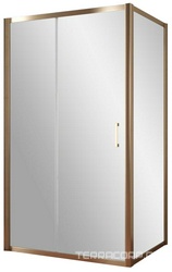 Душевое ограждение ZP+ZPV, 100*100*1900 мм, профиль бронза, стекло прозрачное, БЕЗ поддона ZZ