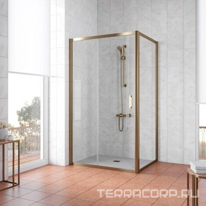 Душевое ограждение , 100*100*1900 мм, профиль бронза, стекло прозрачное, БЕЗ поддона ZZ Vegas Glass ZP+ZPV ZP+ZPV 100*100 05 01