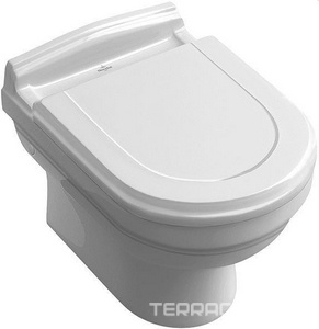 Унитаз подвесной, 370х600мм, без сиденья, крепления в компл., (цв.R1 white ceramicplus),  ZZ Villeroy & Boch Hommage 6661B0R1