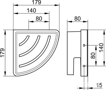 Полочка для душа угловая 180х180мм, (контейнер белый пластик, держатель цв. хром),  Keuco Moll 12757 010000