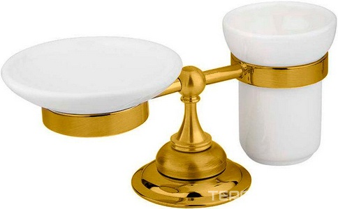 Стакан и мыльница настольные керамические, (цв.золото),  ZZ Cezares Aphrodite APHRODITE-STTP-03/24