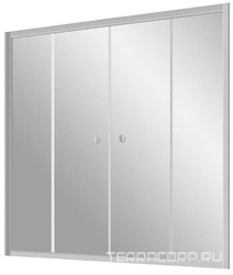 Шторка на ванну Z2V, 180x140 см, раздвижная, профиль хром матовый, стекло сатин с покрытием QuickNano ZZ