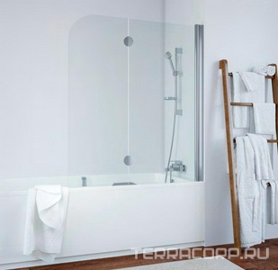 Шторка на ванну 120*140 см, правая, профиль мат.хром, стекло прозрачное ZZ Vegas Glass E2V E2V 0120 07 01 прав.