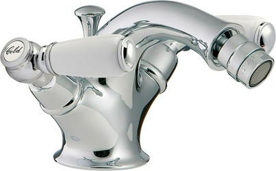 Смеситель для биде, с д/к, (цв.хром), (2 ручки с белыми пластиковыми вставками SO - Sogno), Old italy ZZ