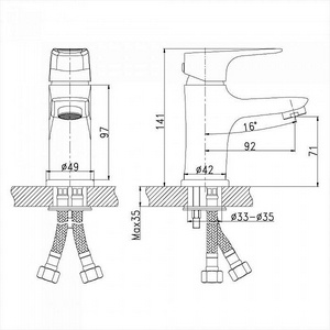 Смеситель для умывальника, без донного клапана, хром Rossinka RS31 RS31-11