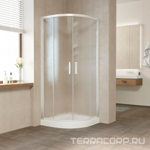 Душевое ограждение 90*90*190 см полукруглое с раздвижн. дверьми, профиль белый, стекло шиншилла, БЕЗ поддона ZZ Vegas Glass ZS ZS 0090 01 02