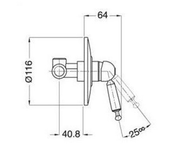 Смеситель для душа, встаиваемый в стену, (цв. сатинир. никель, ручка цв. белый),  ZZ Gaia Canterbury RB 6330 NB satin