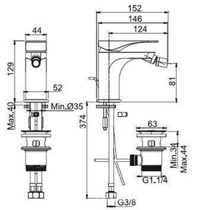 Смеситель для биде, с д/к, (цв.хром),  ZZ Fima Carlo Frattini Quad F3722CR