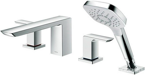 Смеситель для ванны, встраиваемый в борт на 4 отв., с душевым гарнитуром, (цв.хром),  ZZ Toto SG/Jewelhex TBG02202R