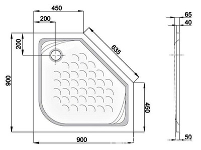 Поддон "" 90*90, плоский, литьевой мрамор, без сифона ZZ Bas Пента ПН00062