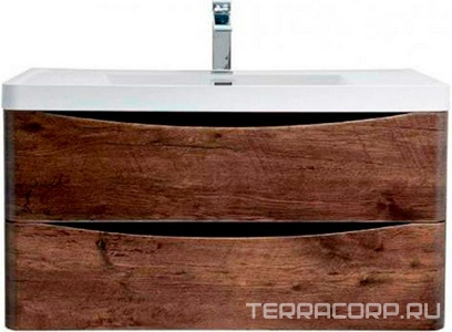 База под раковину подвесная с двумя выкатными ящиками, 900х480хh450мм, без раковины, (цв.Rovere Moro),  XX BelBagno Ancona ANCONA-N-900-2C-SO-RW