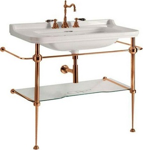 Структура металлическая, для установки под раковину 80см. арт.4141 хх, стекл. полка, крепёж в компл., (цв.бронза),  ZZ Kerasan Waldorf 9197K3