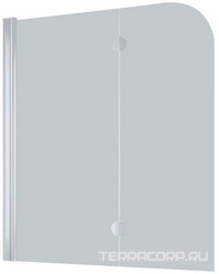 Шторка на ванну 120*140 см, левая, с распашной створкой, профиль белый, стекло сатин ZZ