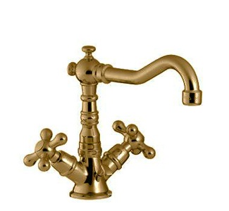 Смеситель для раковины, "Г-образный" поворотный излив, с д/к, (цв.бронза),  ZZ 3M Romantica 3618 UU VE