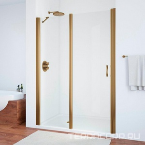 Дверь в нишу , 120*190 см, левая, распашная с неподвижным элементом, профиль бронза, стекло прозрачное ZZ Vegas Glass EP-F-1 EP-F-1 0120 05 01 лев.