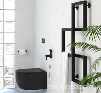 Полотенцесушитель "" 900x465 мм, подключ. 3/4, комплектующие в комплекте,черный матовый ZZ Сунержа Этюд 31-0270-9046