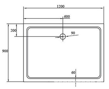 Поддон душевой 1200х900h130мм, прямоугольный, отв. слива 90мм, (сифон и ножки в компл.), литой мрамор цв.белый, Cezares ZZ Cezares Универсал TRAY-S-AH-120/90-13-W