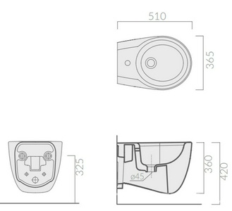Биде подвесное 51х36хh36см, (крепёж в копл.),  ZZ Galassia Ergo 7110