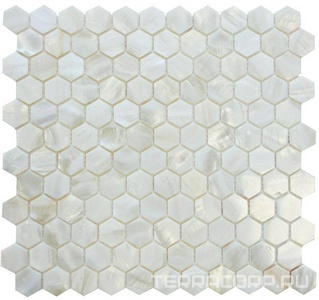 Мозаика Мастера Керамики Glass 751 из натурального перламутра (чип HEX25) 28,5х29,5 n/a 