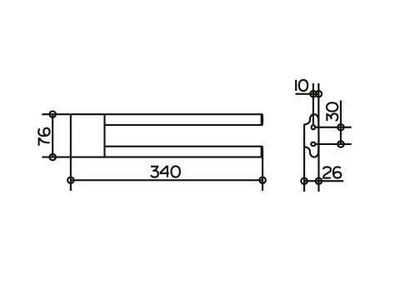 Полотенцедержатель торцевой двойной 340мм, (цв.хром),  ZZ Keuco Edition 400 11519 010000