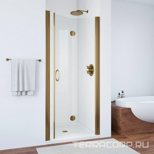 Дверь в нишу , 80x190 см, складная, духсекционная, правая, профиль бронза, стекло прозрачное ZZ Vegas Glass GPS GPS 0080 05 01 прав.