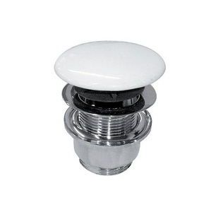 Пробка для сливного отверстия раковины, нажимная, "Click-Clack", G 1 1/4, для раковины / биде, (цв.чёрный мат./ Gloss White), Ceramica Cielo ZZ Ceramica Cielo Универсал PIL01NM (Gloss White)