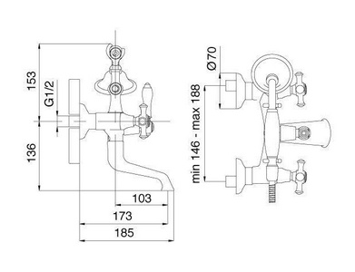 Смеситель для ванны с душ. гарнитуром, (шланг д/д, лейка в компл.), (цв.золото),  ZZ 3M Old italy 4401 DD