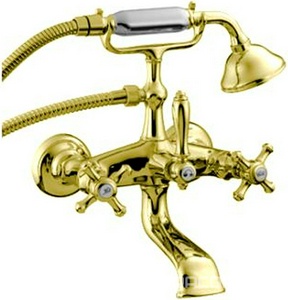 Смеситель для ванны с душ. гарнитуром, (шланг д/д, лейка в компл.), (цв.золото),  ZZ 3M Old italy 4401 DD
