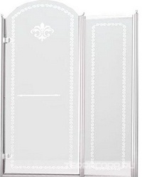 Дверь в нишу 1200хh2118мм, с неподв. сегментом, "Левая" петли (вход 600мм) слева, (стекло прозрачное с матовым узором, 8мм, фурнит. цв.хром), Retro XX