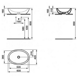 Керамическая раковина  60x42 ZZ Cezares Bellagio 50179