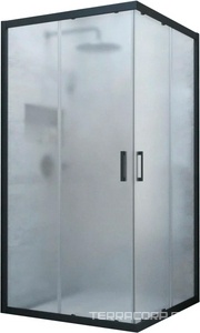 Душевое ограждение  NOVO h2000 120 02М 10, 120х120 см двери раздвижные,две створки из центра, профиль матовый черный, стекло сатин, ZZ Vegas Glass ZA ZA NOVO h2000 120 02М 10