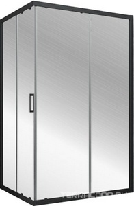 Душевое ограждение  NOVO h2000 120 02М 01, 120х120 см двери раздвижные,две створки из центра, профиль матовый черный, стекло прозрачное,  Покрытие,Z Vegas Glass ZA ZA NOVO h2000 120 02М 01 /  Покрытие BriteGuard