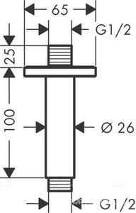 Кронштейн стеновой, для верхнего душа, 240мм, квадр.розетка, (цв. матовый черный),  ZZ Hansgrohe Vernis Shape 26406670