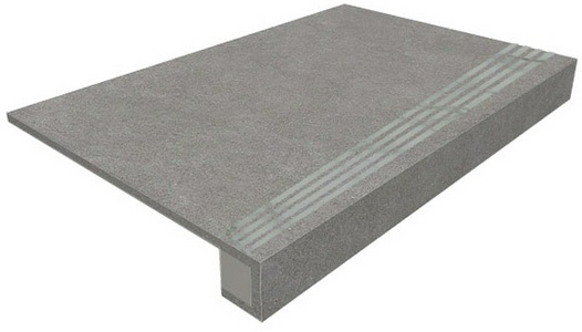 Ступени Estima TERRA Комплект (Ступень  TE02 (33x120) непол. (прямоугол. бортик) с насечками + Подступенок (14,5x120)) 33х120 Серый 