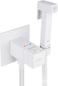 Смеситель-термостат совмещённый с гигиеническим душем: готовый комплект: лейка, шланг, скрытая часть, (цв.белый матовый), Wonzon & Woghand ZZ Wonzon & Woghand Универсал WW-88829910-MW