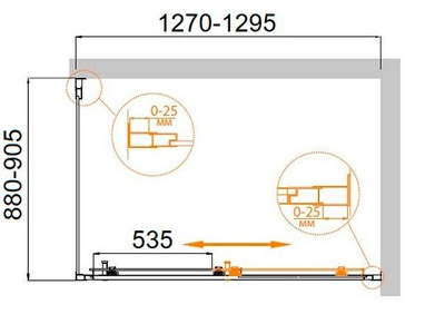 Душевой уголок 1300(1280-1320)х900(880-900)хh1950мм, прямоугольный, правый/левый, (стекло текстурное Punto 6мм, фурн.цв.хром),  ZZ Cezares Molveno MOLVENO-AH-11-130/90-P-Cr