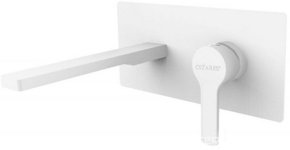 Смеситель для раковины настенный, излив 150мм, (внутр.часть в компл.), (цв.белый матовый),  ZZ Cezares Ovest OVEST-BLI-15-BIO