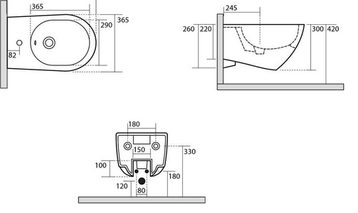 Биде подвесное 550х365см,  ZZ Kerasan Aquatech 372401