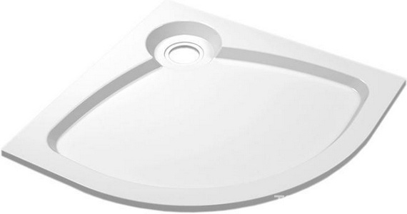 Поддон душ.встраиваемый 1000х1000хh22/56мм,1/4 круга,R550мм,слив 90мм,(без сифона,ножек арт.TRAY-S-4.3-ML,экрана),искуст.мрамор цв.белый, Cezares ZZ Cezares Универсал TRAY-S-R-100-550-56-W