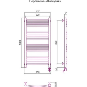 Полотенцесушитель "" 1000x500 мм, электрический, пульт управ. справа, в комплекте 4 телескоп.кроншт., цв.белый ZZ Сунержа Богема 12-0503-1050