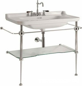 Структура металлическая, для установки под раковину 80см. арт.4141 хх, стекл. полка, крепёж в компл., (цв.хром),  ZZ Kerasan Waldorf 9197 K1