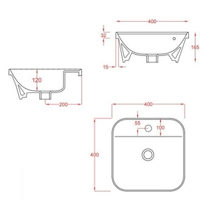 Раковина встраиваемая в столешницу сверху, квадратная 400х400мм, с отв. д/смесит., с переливом, (цв. белый),  ZZ ArtСeram Glo Evolution GIL008 01; 00