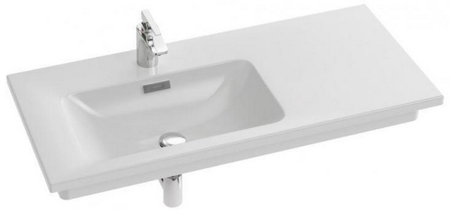 Раковина столешница  101x46,5x11 см, чаша слева, c 1-м отверстием  д/смесителя, с переливным отверстием, белая XX Jacob Delafon Vox EXAC112-Z-00