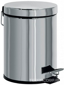 Ведро для мусора, круглое, 5,3л., с крышкой, (цв.хром),  ZZ Cezares Olimp OLIMP-BSC-01